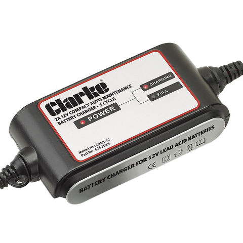 New Clarke CB03-12 2A Auto Battery Charger/Maintainer – 3 Stage